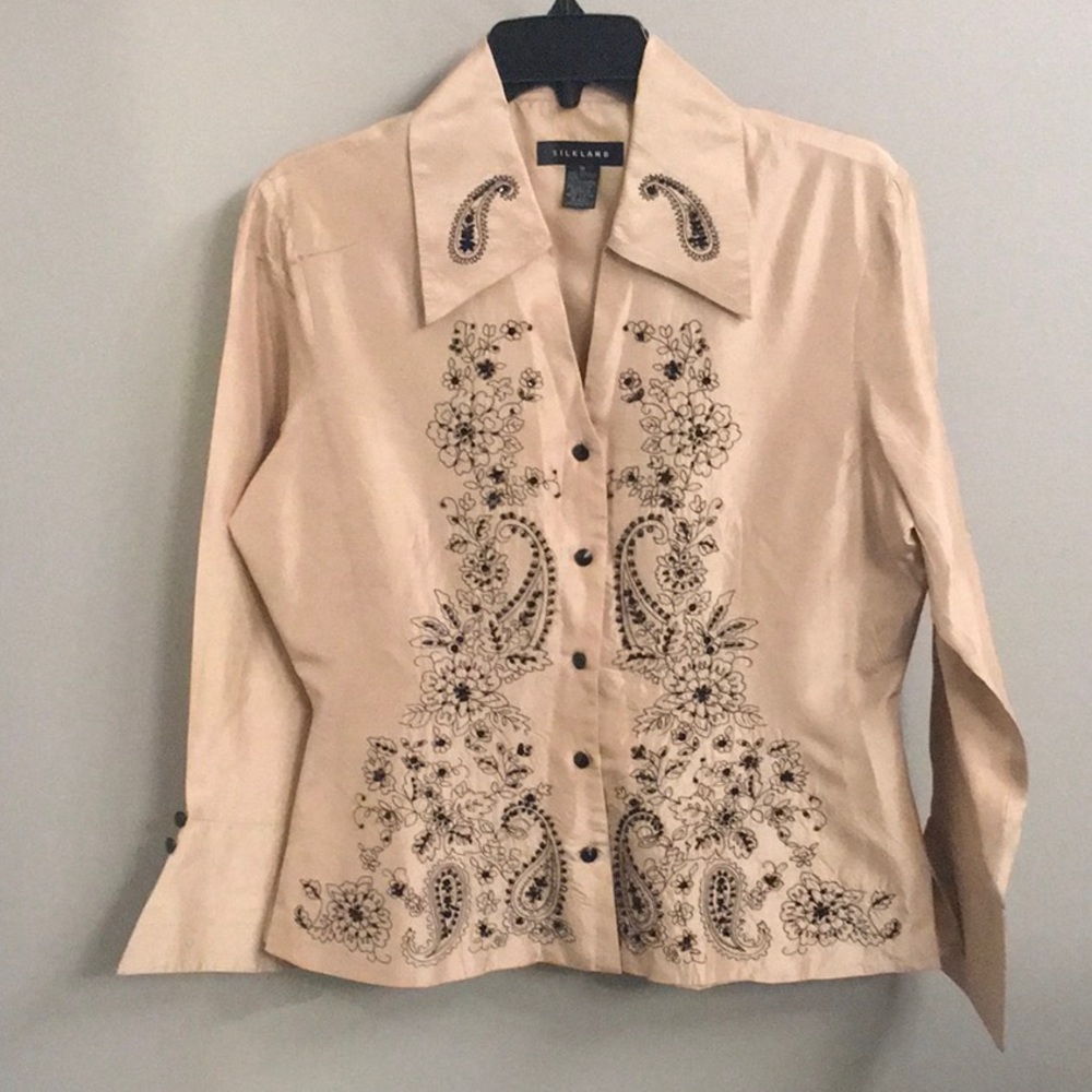 SILKLAND FANCY PARTY BUTTON DOWN TOP